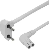 Deltaco Câble d'alimentation CEE 7/16 - C7, angle, 3m - White (3 m), Câble d'alimentation, Blanc