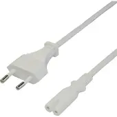 Deltaco Câble d'alimentation CEE 7/16 - C7, 3m - White (3 m), Câble d'alimentation, Blanc