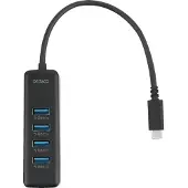 Deltaco USB-C Hubb USB-C ha -> 4xUSB-A (USB-C, 4 ports), Station d’accueil + hub USB, Noir