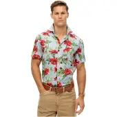 Superdry pour homme. M4010947A Chemise hawaïenne bleue (M), Casuel, Coton, Manche courte
