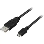 Deltaco Câble USB 2.0 Type A ha - Type Micro B ha, 5 broches, pour charger/transférer des données vers téléphones portables/PDA, 1 m, noir