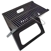 Blaupunkt GC201 - Gril portable avec pieds et poignée pliables, surface du gril de 42,5 x 26,5 cm, cadre en acier avec revêtement par poudre de
