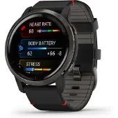 Garmin Venu 2 - 45 mm - noir - montre de sport avec bracelet - cuir - noir - taille du poignet : 135-200 mm - affichage 1.3" - Bluetooth, Wi-Fi, ANT+ - 49 g