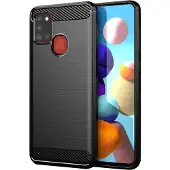 Techsuit - Carbon Silicone - Samsung Galaxy A21s - Black (Samsung Galaxy A21s), Coque pour téléphone portable, Noir
