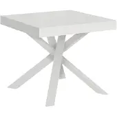Itamoby Table Extensible 90X90/194 Cm Clerk Plateau Frêne Blanc Pieds Blancs