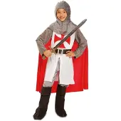 MOM Medieval Knight With Capa Costume Rouge 10-12 Years Enfants
