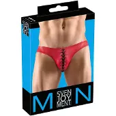 Svenjoyment Underwear - slip homme à lacets - noir et rouge - M