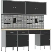 vidaXL Établi avec rangement 10 pièces Noir Ingénieurs Bois et acier