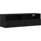 vidaXL Meuble TV mural noir imitation chêne 100 x 30 x 30 cm