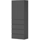 Vicco Armoire à vêtements Claus Anthracite 74x191.5cm avec 4 tiroirs, Model 54737