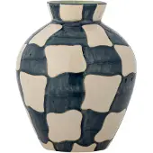 Bloomingville Vase à carreaux bleu