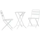 vidaXL Ensemble de jardin 3 pièces, acier blanc