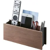 Yamazaki Organiseur de table noir en bois et métal pour télécommande téléphone portable stylos 02731