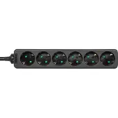 Deltaco GT-0621 extension d'alimentation 6 sortie(s) AC Indoor Black (3 m, CEE 7/3, CEE 7/7)