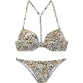 LASCANA Bikini beige clair / gris clair / noir / blanc