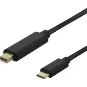 Deltaco USB Typ C — Mini DisplayPort (1 m), Câble vidéo, Noir
