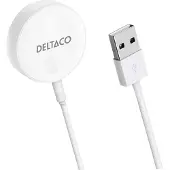 Deltaco Chargeur Apple Watch, USB-A, 1 m de câble fixe, Montre connectée : accessoires, Blanc