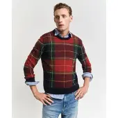 Gant pour homme. 8030223 Pull à carreaux rouge (M), Casuel, Laine