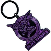 Black Sabbath Purple Text Logo & Daemon Schlüsselanhänger, Multicolore