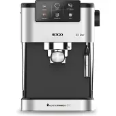 Sogo Machine à espresso avec buse vapeur, machine à café adaptée aux capsules, aux dosettes et au café moulu, 5 variantes de café, écran numérique, 20 bars, 1350W