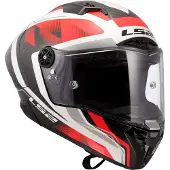 LS2 Helmets LS2 FF805 Thunder GP losange carbone casque, blanc/rouge, XL (61/62)