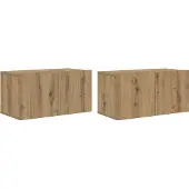 vidaXL : Ensemble de 2 meubles TV, couleur marron, en bois composite
