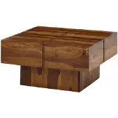 Wohnling Table basse 57,5x57,5x30 cm en bois massif de sheesham table basse carrée |