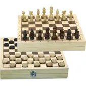 Jeujura Jeu d'échecs et de dames en bois dans la boîte