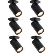 QAZQA Ensemble de 6 spots encastrables modernes noirs GU10 50mm - Chels