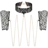 Rosy Gold - collier et menottes poignet - noir