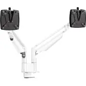 Novus Bras de moniteur double CLU Duo C, jusqu'à 27″, montage sur table, pivotant et réglable en hauteur, blanc