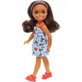 Mattel Chelsea avec une robe bleue - Poupée aux cheveux bruns Latina-Doll