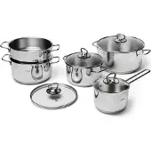 Excelsa Batterie Pots 9 pièces Jazz Cook acier argenté