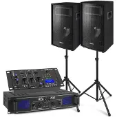 Complete Komplette DJ Bluetooth Sound Installation 700W mit Standards (Actif), Haut-parleur PA, Noir