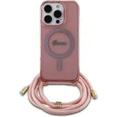 GUESS Crossbody Cord Script Magsafe Case pour Iphone 16 Pro - Rose