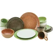 Creatable , référence 22239, série CANVAS Mediterran, ensemble de vaisselle de 16 pièces pour 12 personnes, service combiné en grès, compatible lave-vaisselle et micro-ondes, fabrication de qualité