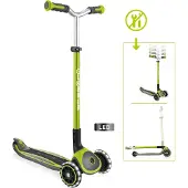 Globber MASTER LIGHTS - Trottinette enfant, 125/80 mm, ABEC 5, 3 roues, hauteur réglable, roues lumineuses LED, vert