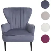 Mendler Fauteuil Lounge HWC-K37, Fauteuil Cocktail Fauteuil rembourré, velours gris