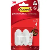 Command 2 Petits crochets Command¿ Design plastique blanc avec languettes résistantes à l'eau, 4 languettes, 500 g