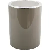 MSV Salle de bain Série "ASPEN" Poubelle de toilette design Poubelle à pédale Poubelle à couvercle basculant 6 litres (ØxH) : env. 18,5 x 26 cm Taupe Gris/Brun