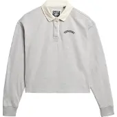 Superdry pour femme. W2012352A Polo de rugby blanc (M), Casuel, Gris, Coton, Manche longue