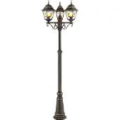 Brilliant Lampe d'extérieur rustique JANEL | noir/or | candélabre à trois flammes | IP44 | 3x E27 douille max. 60W | dimmable avec ampoule adaptée | métal/verre