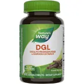 Nature'S Way , DGL, Deglycyrrhizinated Licorice Extract, Réglisse, 100 comprimés à croquer