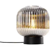 QAZQA Lampe de table Art déco noire avec verre fumé - Karel