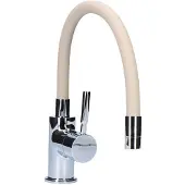 Ferro Mitigeur d'évier de cuisine Zumba, bec flexible beige, chrome