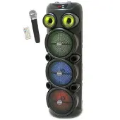 Inovalley Enceinte karaoké lumineuse - - KA129-XXL - Bluetooth V5.0 - 90 cm - 1000 W - 3 haut-parleurs de 8 pouces - Microphone sans fil inclus