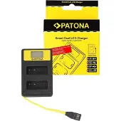 PATONA Chargeur Smart Dual LCD USB Panasonic DMW-BLG10 (Chargeur de batterie d'appareil photo), Alimentation pour appareil photo, Noir, Jaune