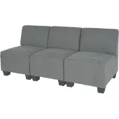Mendler Modular Canapé 3 places Lyon, tissu/textile gris, sans accoudoirs