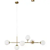 Beliani Suspension métal doré avec 6 abat-jours en verre forme ronde style glamour cuisine salle à manger
