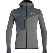 Salewa - Polaire chaude et légère - Puez 2 Dry M L/S Hood Fz Tee Black Out Melange pour Homme en Tissu Technique - Taille XXL - Gris